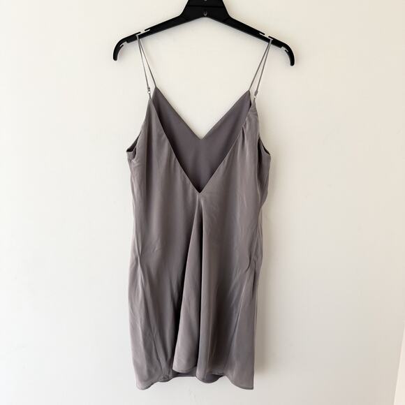 Silk Slip Dress L Gray Silver Minimalist 100% Silk USA Made Bias Cut Lingerie - Picture 2 of 10